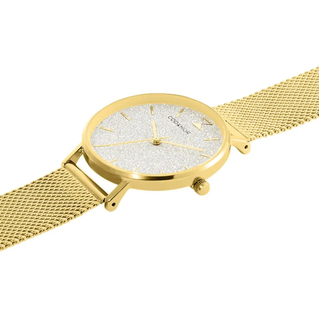 CODHOR Montre Cindy Argenté cadran doré fond argenté bracelet acier doré Online