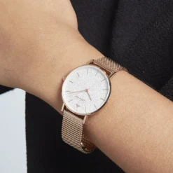 CODHOR Montre Cindy Argenté cadran doré rose fond argenté bracelet acier doré Best