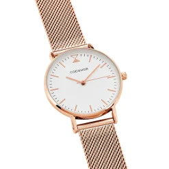 CODHOR Montre Cindy Blanc cadran doré rose fond blanc bracelet acier doré New