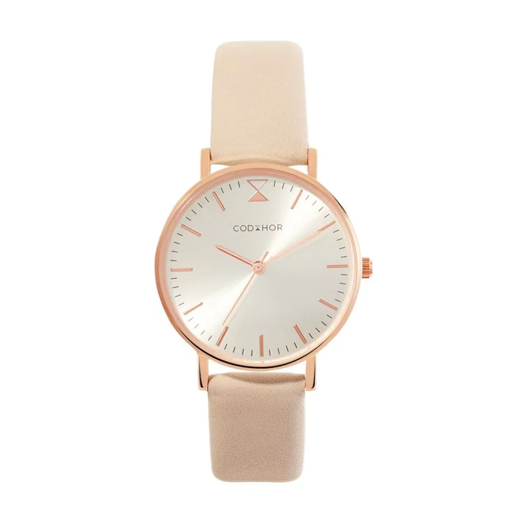 CODHOR Montre Cindy Rose cadran doré rose fond rose bracelet synthétique nude Discount