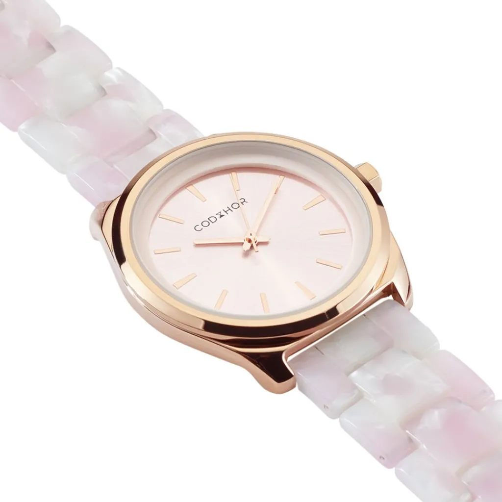 CODHOR Montre Clea Rose cadran doré rose fond rose bracelet acetate rose Online