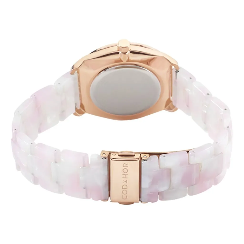 CODHOR Montre Clea Rose cadran doré rose fond rose bracelet acetate rose Online