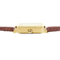 CODHOR Montre Eleonia Blanc cadran doré fond blanc bracelet synthétique marron Hot