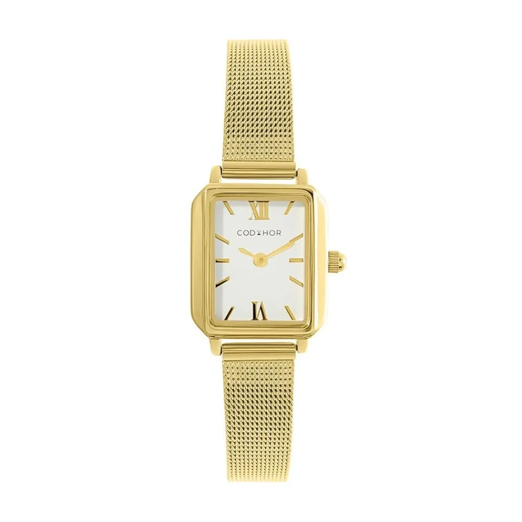 CODHOR Montre Eleonia Blanc cadran doré fond blanc bracelet acier doré Online