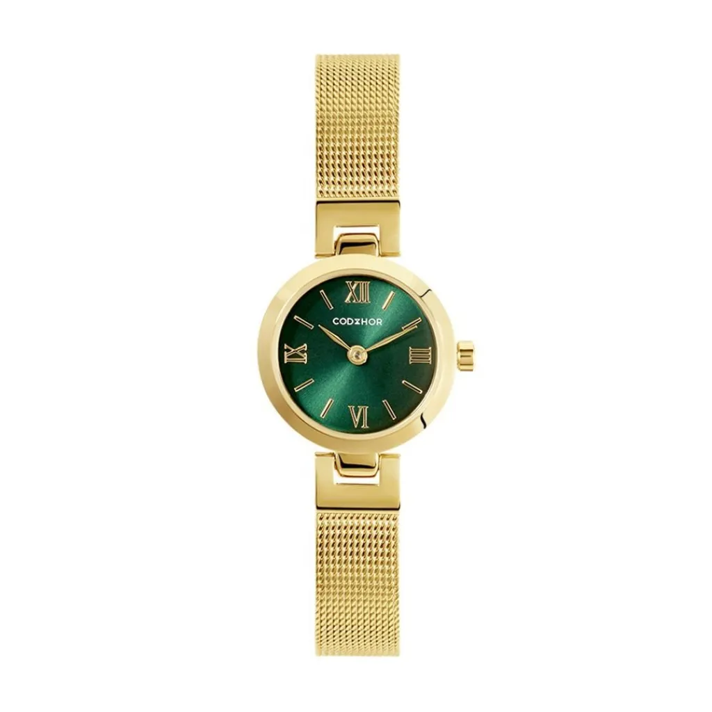 CODHOR Montre Eleonorine Vert cadran doré fond vert bracelet acier doré Best