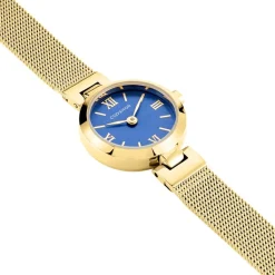 CODHOR Montre Eleonorine Bleu cadran doré fond bleu bracelet acier doré Outlet