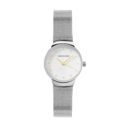 CODHOR Montre Fleur Blanc cadran argenté fond argenté bracelet acier argenté Hot