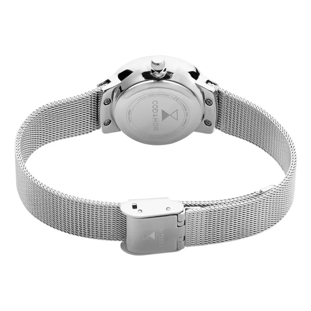 CODHOR Montre Fleur Blanc cadran argenté fond argenté bracelet acier argenté Hot