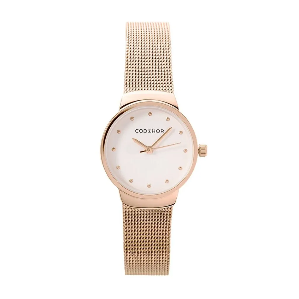 CODHOR Montre Fleur Rose cadran doré rosé fond doré rosé bracelet acier doré rosé Best