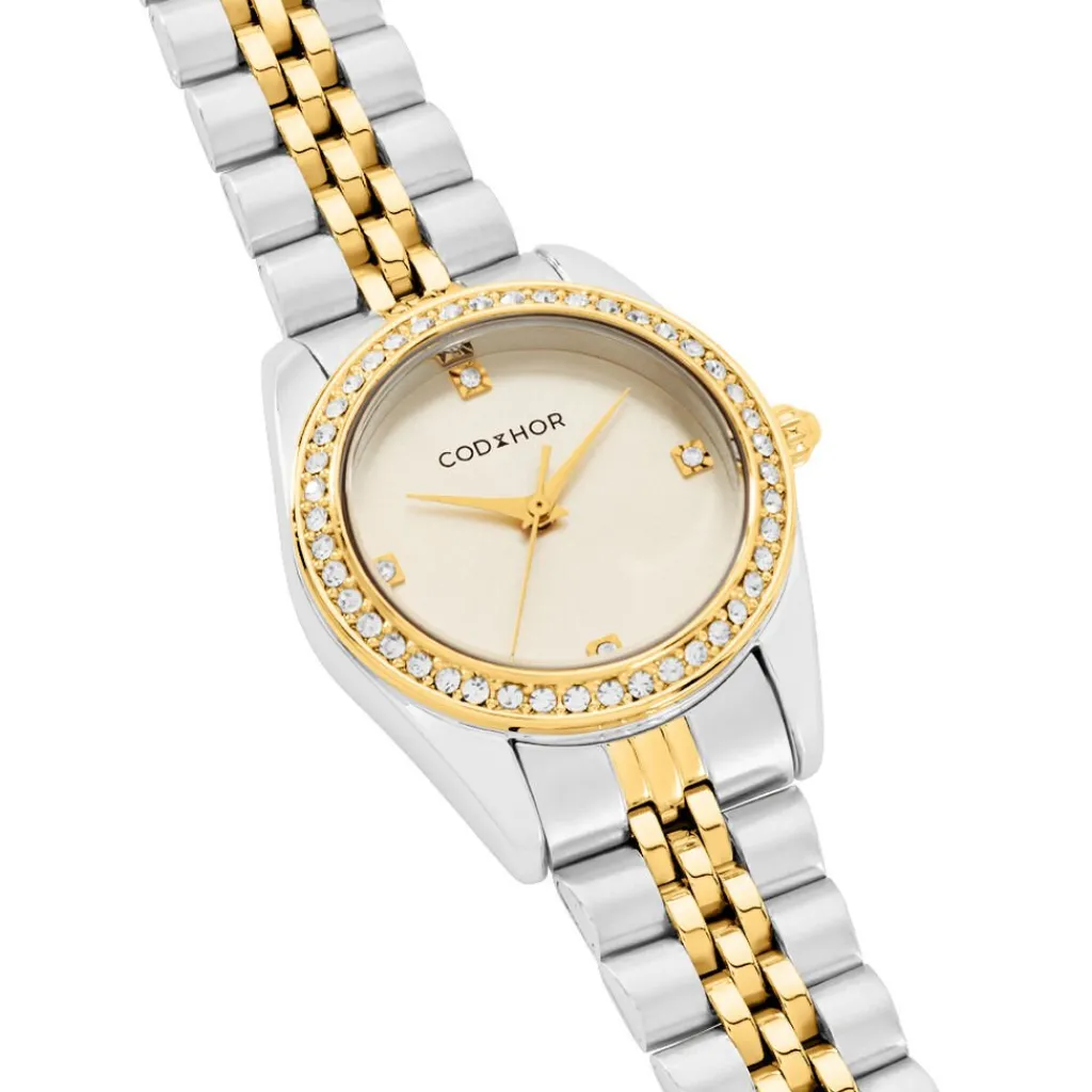CODHOR Montre Irina Champagne cadran bicolore fond champagne bracelet acier bicolore