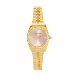 CODHOR Montre Irina Rose cadran doré fond rose bracelet acier doré New