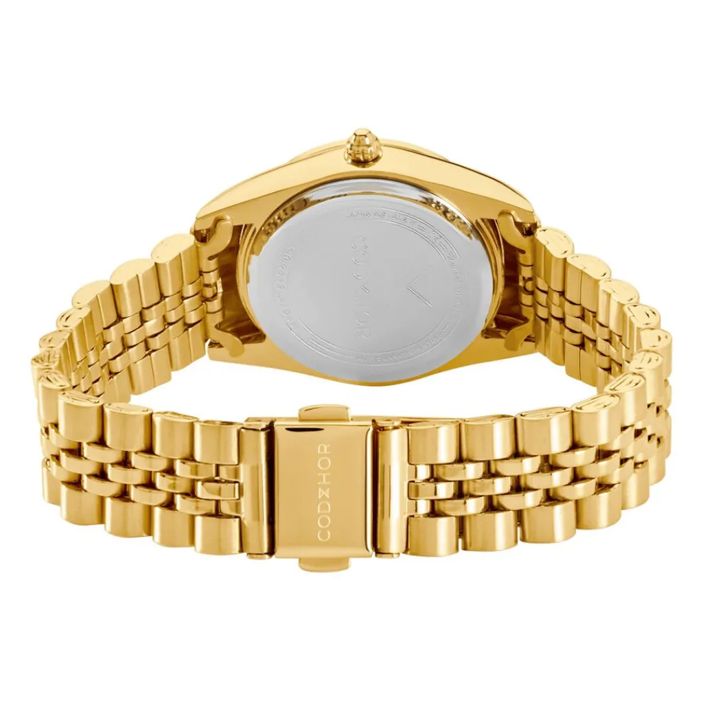 CODHOR Montre Irina Rose cadran doré fond rose bracelet acier doré New
