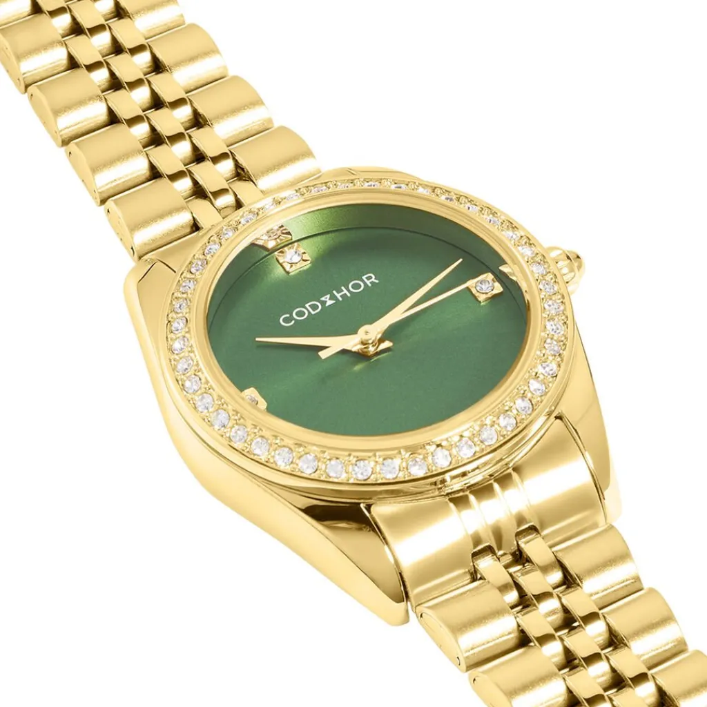 CODHOR Montre Irina Vert cadran doré fond vert bracelet acier doré Online