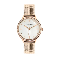 CODHOR Montre Joy Blanc cadran doré rose fond blanc bracelet acier doré rose Sale