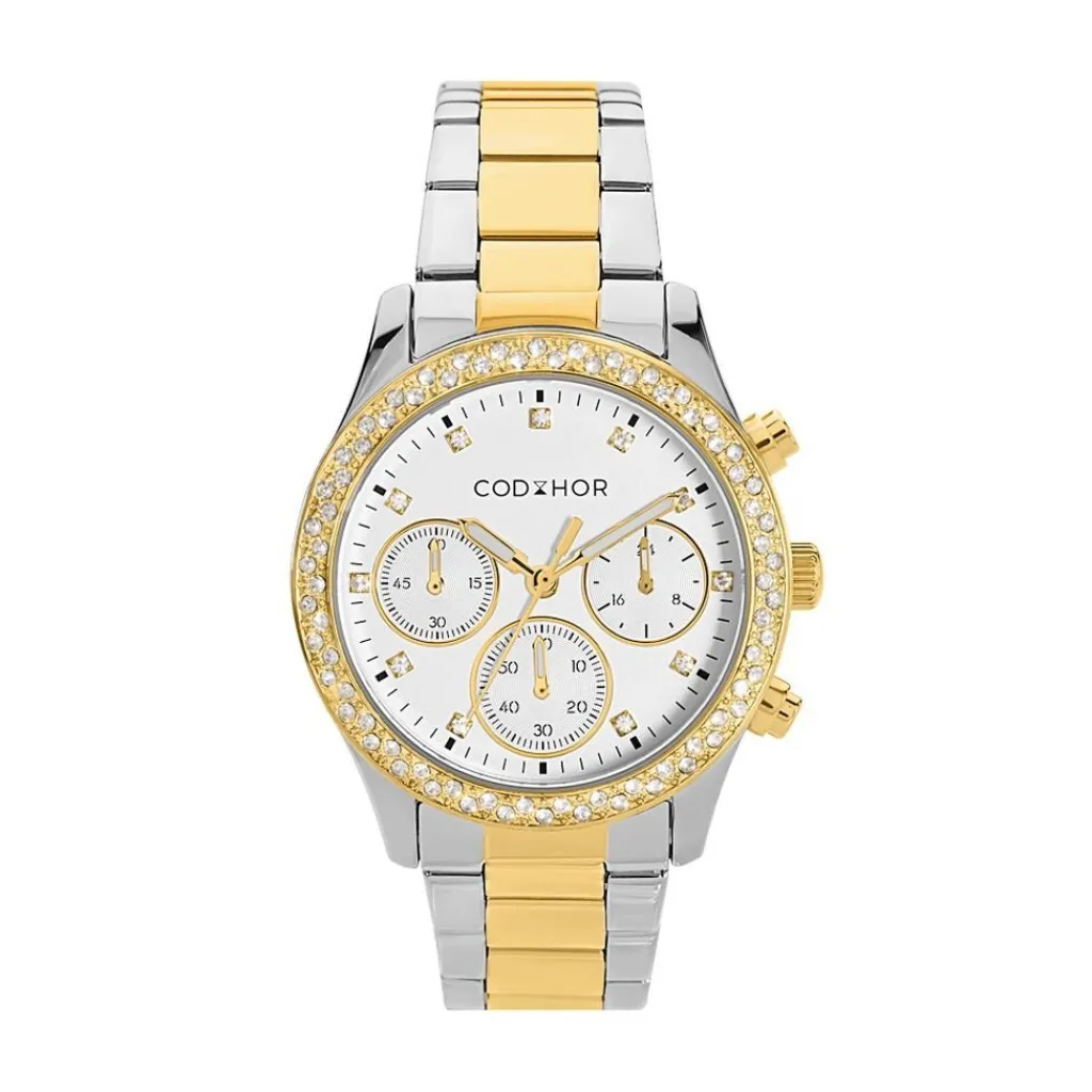 CODHOR Montre Julia Blanc cadran bicolore fond blanc bracelet alliage bicolore Outlet
