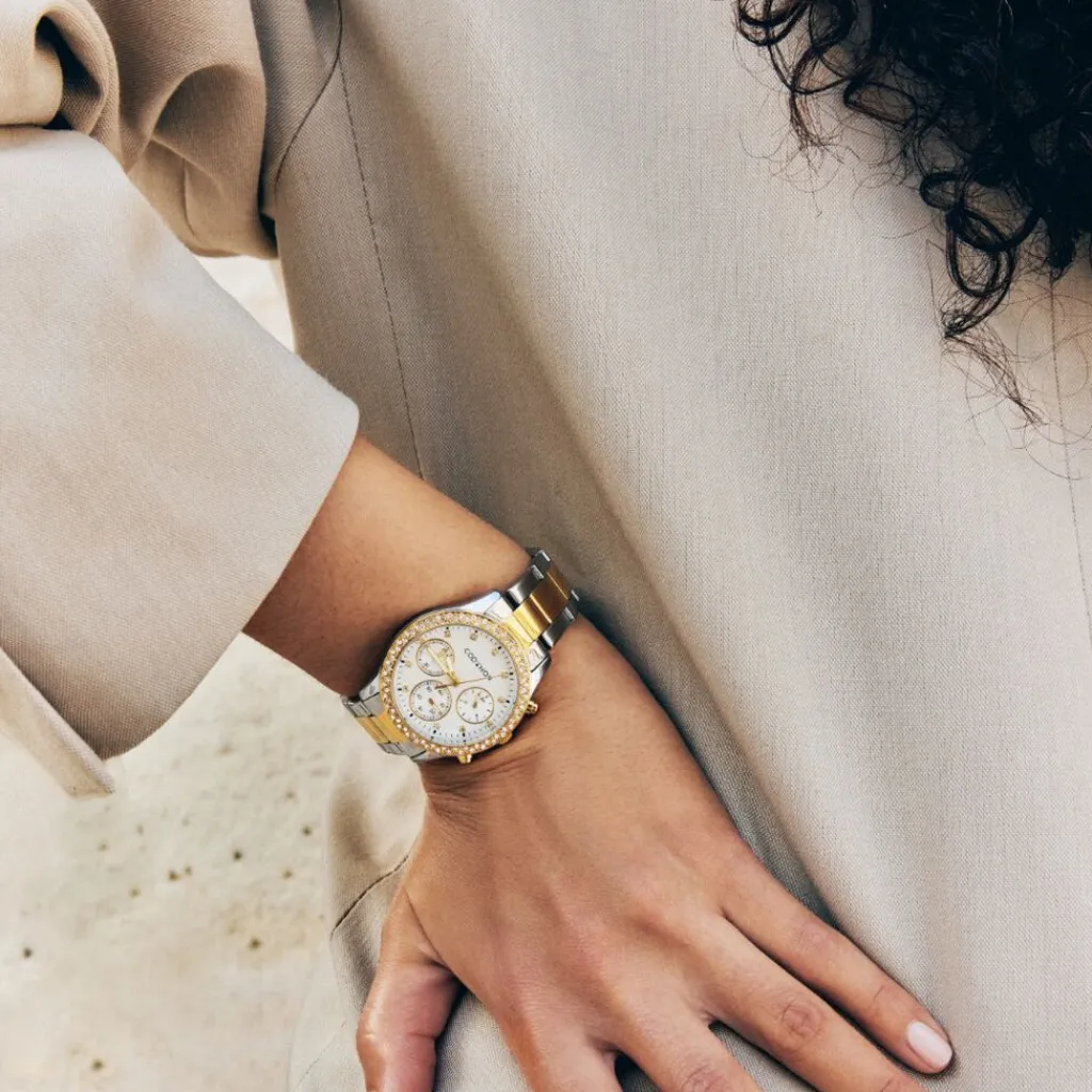 CODHOR Montre Julia Blanc cadran bicolore fond blanc bracelet alliage bicolore Outlet