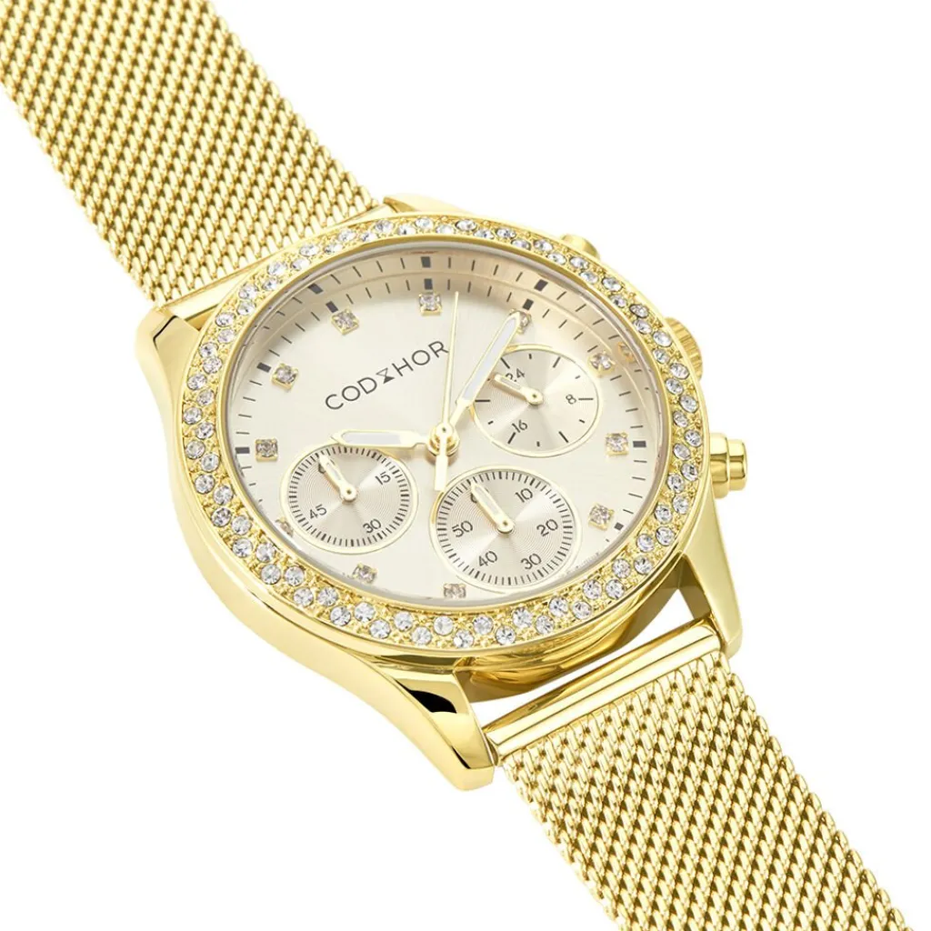 CODHOR Montre Julia Doré cadran doré fond champagne bracelet acier doré Online