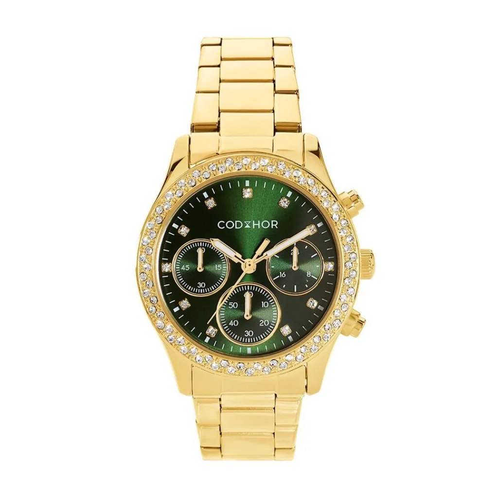 CODHOR Montre Julia Vert cadran doré fond vert bracelet alliage doré Best