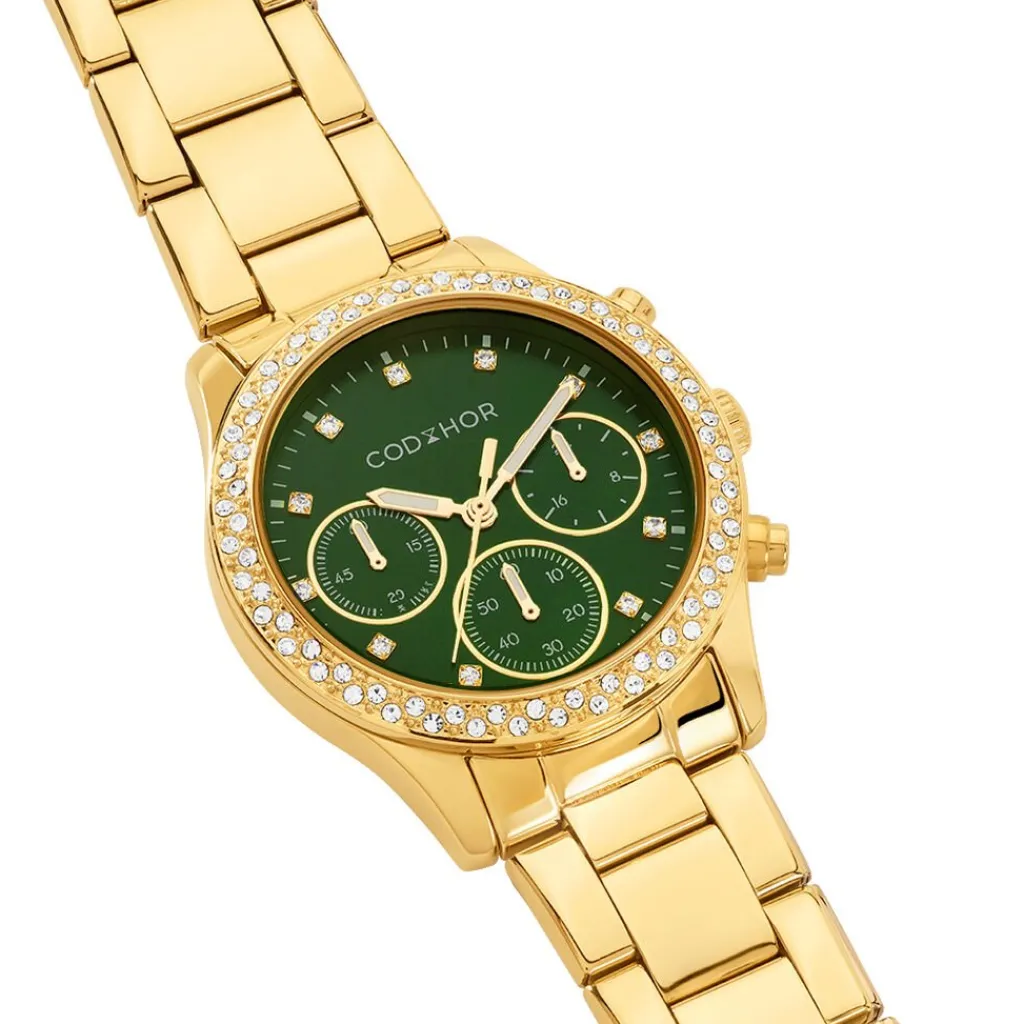 CODHOR Montre Julia Vert cadran doré fond vert bracelet alliage doré Best