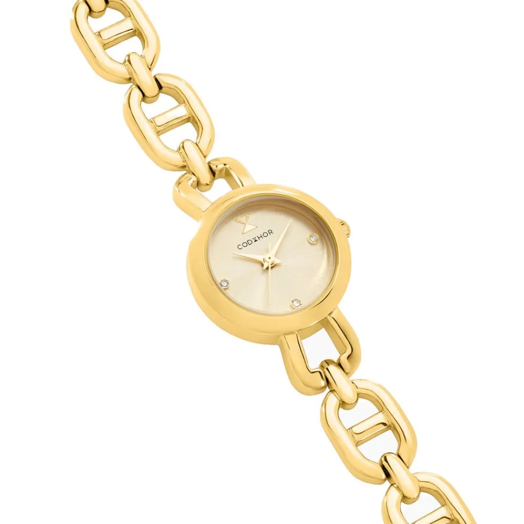 CODHOR Montre Leana Champagne cadran doré fond champagne bracelet alliage doré New