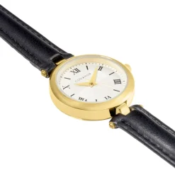 CODHOR Montre Leonie Argenté cadran doré fond argenté bracelet synthétique noir Clearance