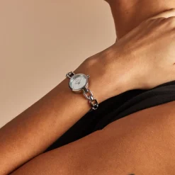 CODHOR Montre Lina Bleu Gris cadran argenté fond bleu gris bracelet alliage argenté Clearance