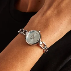CODHOR Montre Lina Bleu Gris cadran argenté fond bleu gris bracelet alliage argenté Clearance