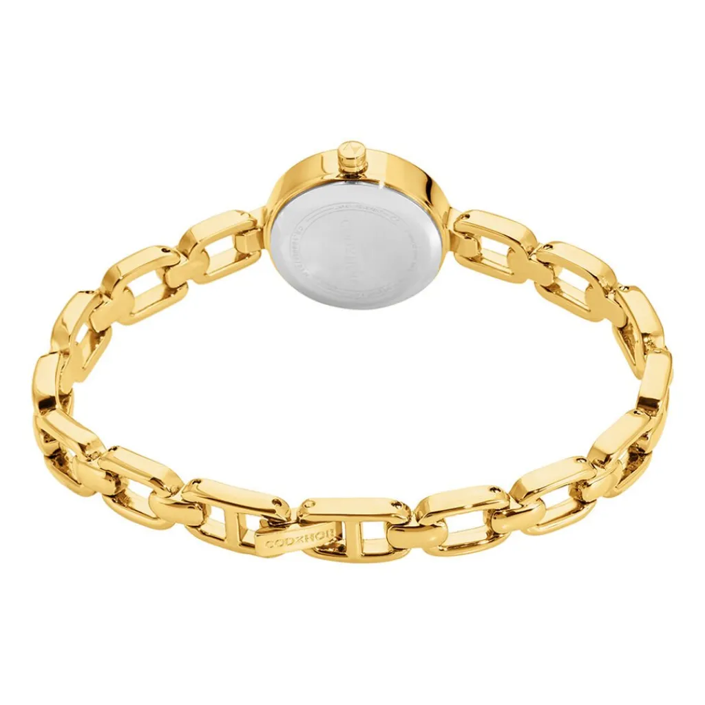 CODHOR Montre Lina Nacre Blanche cadran doré fond nacre blanche bracelet alliage doré Discount