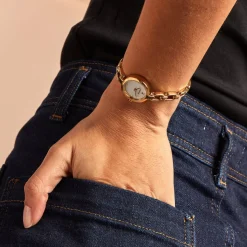 CODHOR Montre Lina Nacre Blanche cadran doré fond nacre blanche bracelet alliage doré Discount