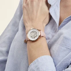 CODHOR Montre Louise Blanc cadran doré rose fond blanc bracelet synthétique rose Best