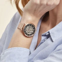 CODHOR Montre Louise Noir cadran doré rose fond noir bracelet acier doré Discount