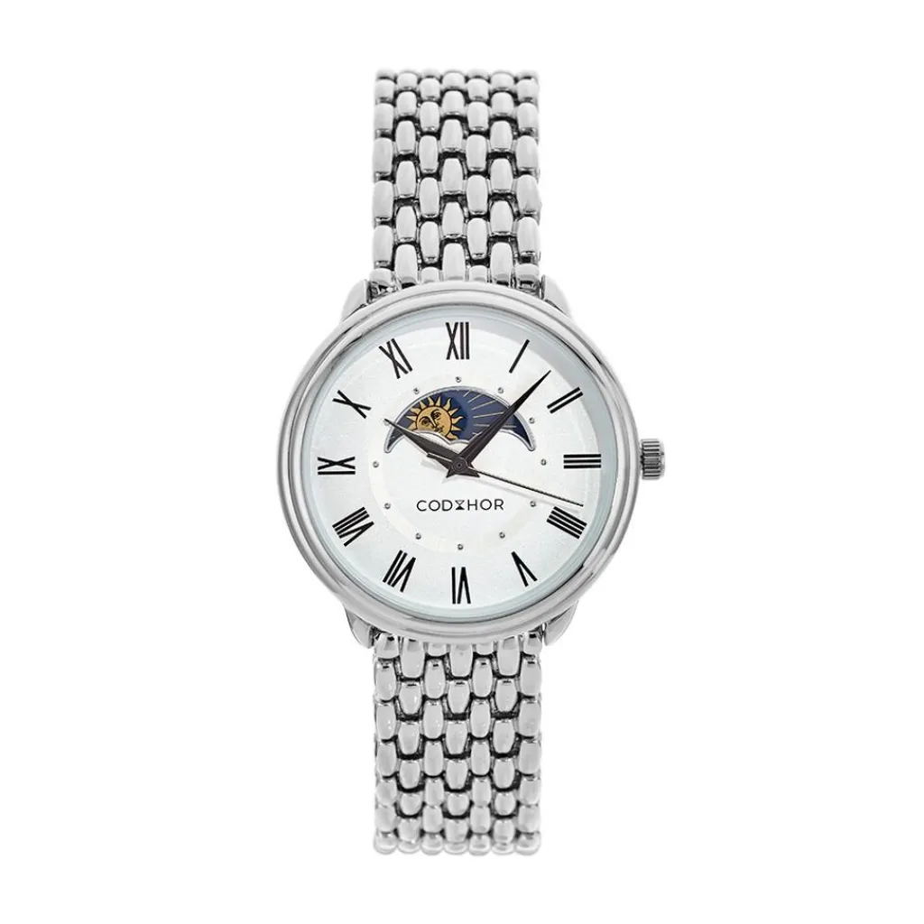 CODHOR Montre Louna Argenté cadran argenté fond argenté bracelet alliage argenté Outlet