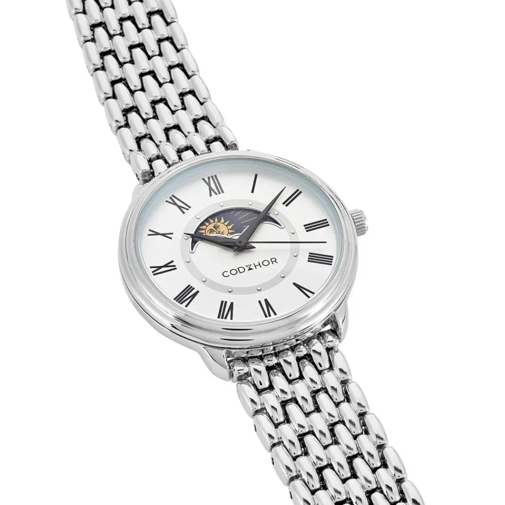 CODHOR Montre Louna Argenté cadran argenté fond argenté bracelet alliage argenté Outlet