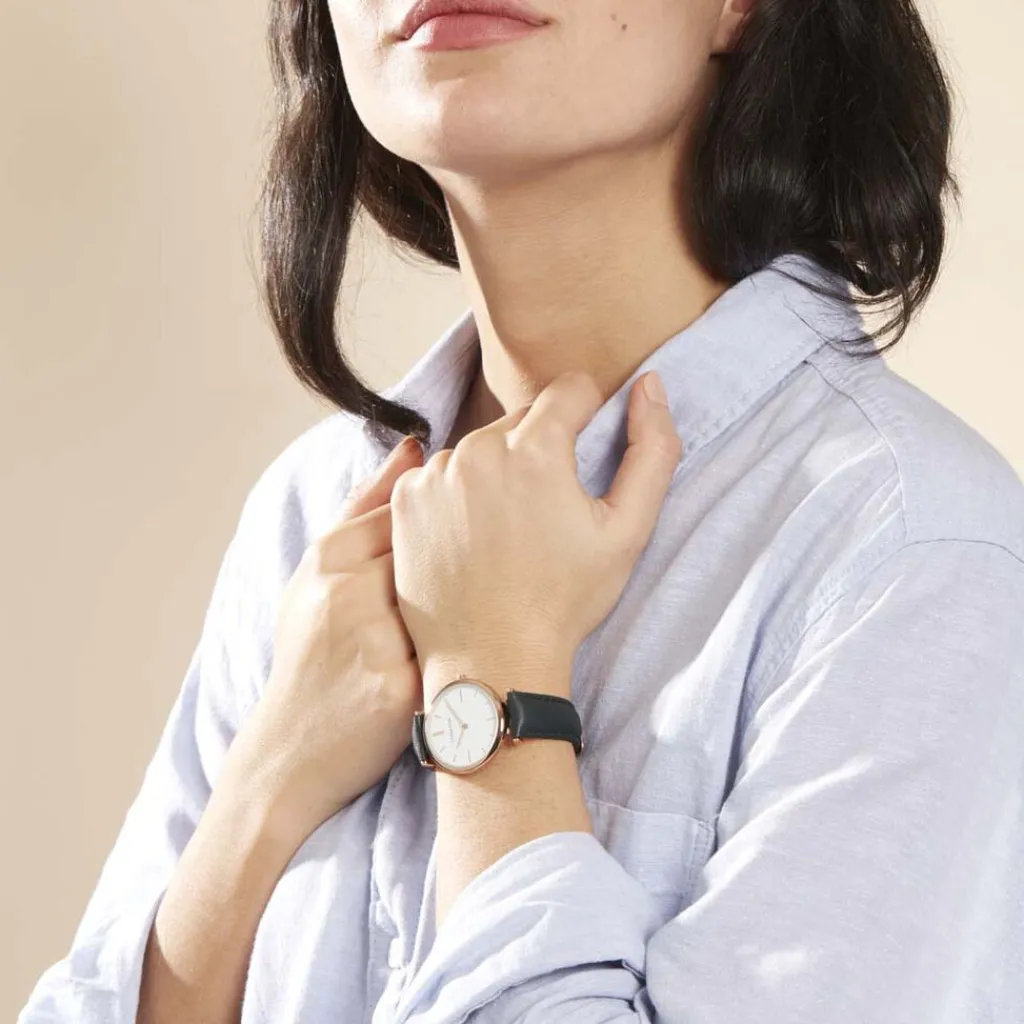 CODHOR Montre Nidia Blanc cadran doré rose fond blanc bracelet synthétique vert Clearance