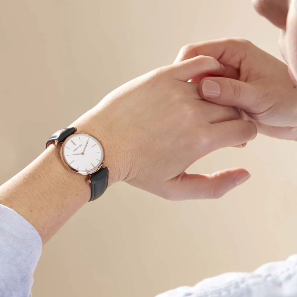 CODHOR Montre Nidia Blanc cadran doré rose fond blanc bracelet synthétique vert Clearance