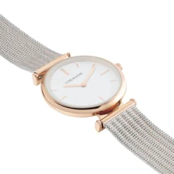 CODHOR Montre Nidia Blanc cadran doré rose fond blanc bracelet acier bicolore Best