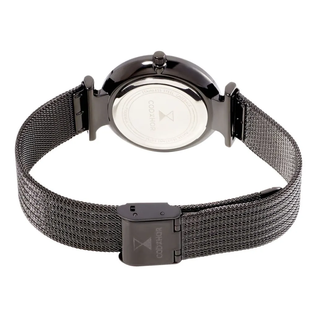 CODHOR Montre Nidia Noir cadran noir fond noir bracelet acier noir New