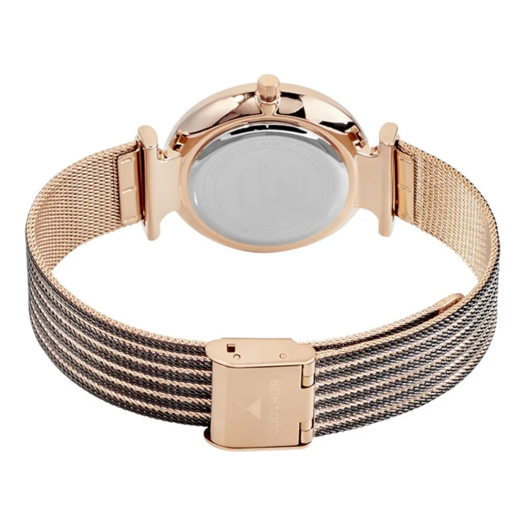 CODHOR Montre Nidia Noir cadran doré rose fond noir bracelet acier noir Sale