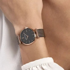 CODHOR Montre Nidia Noir cadran doré rose fond noir bracelet acier noir Sale