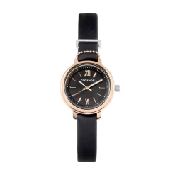 CODHOR Montre Nérine Noir cadran doré rose fond noir bracelet synthétique noir New