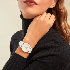 CODHOR Montre Pauline Blanc cadran blanc fond blanc bracelet silicone blanc