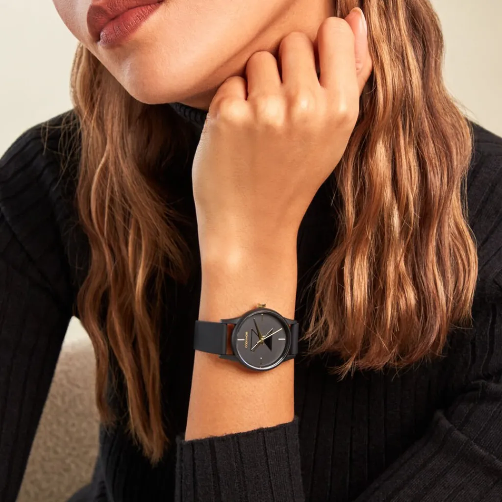 CODHOR Montre Pauline Noir cadran noir fond noir bracelet silicone noir Best
