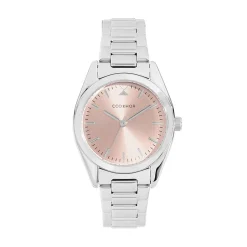 CODHOR Montre Sacha Rose cadran blanc fond rose bracelet acier argenté New