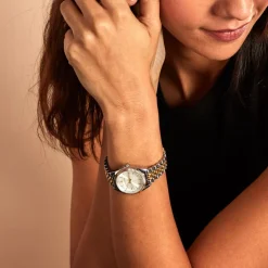 CODHOR Montre Sandy Blanc cadran bicolore fond blanc bracelet alliage bicolore