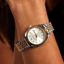 CODHOR Montre Sandy Blanc cadran bicolore fond blanc bracelet alliage bicolore