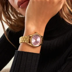 CODHOR Montre Sandy Rose cadran doré fond rose bracelet alliage doré Discount