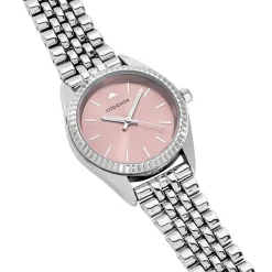 CODHOR Montre Sandy Rose cadran argenté fond rose bracelet alliage argenté Outlet
