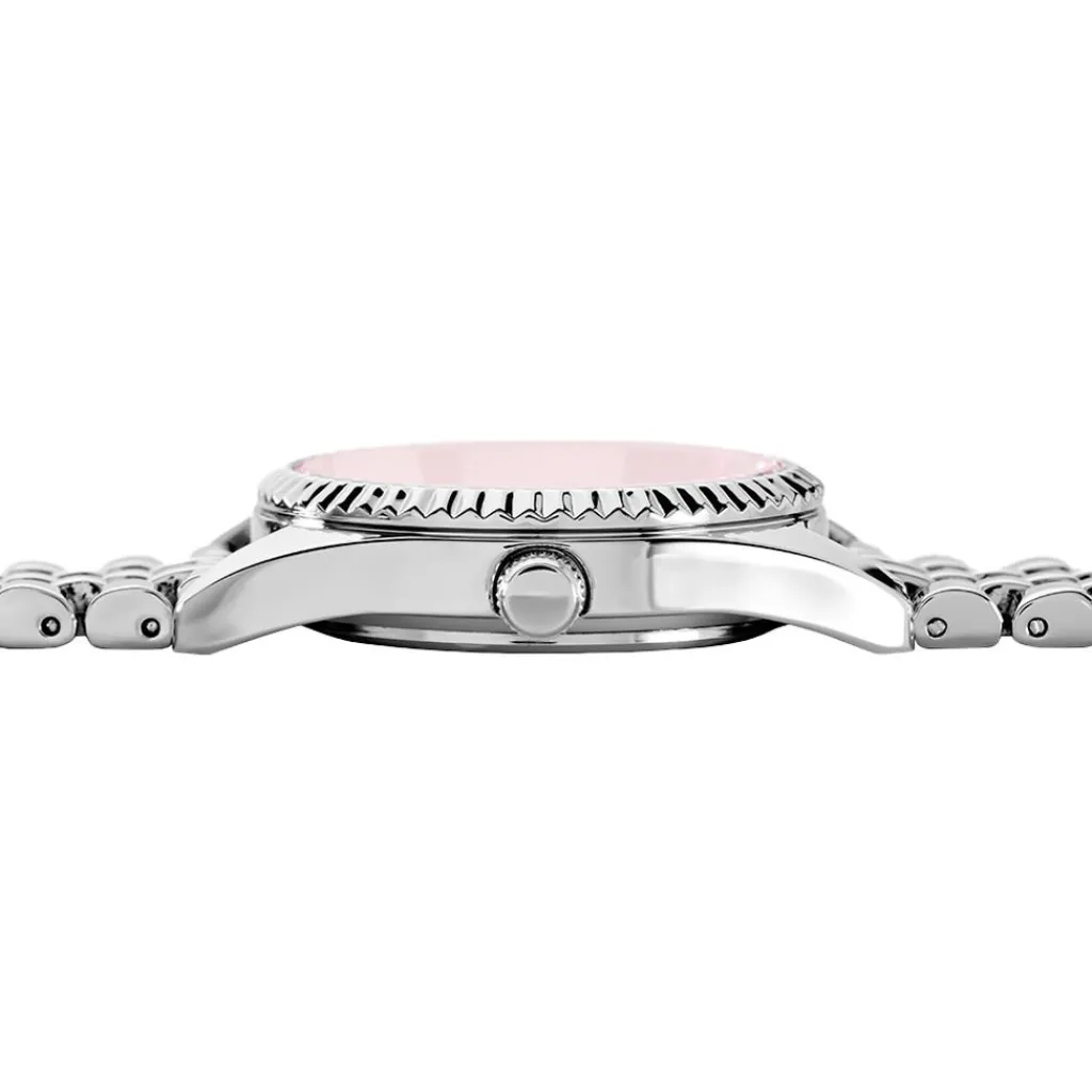 CODHOR Montre Sandy Rose cadran argenté fond rose bracelet alliage argenté Outlet