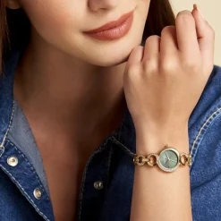 CODHOR Montre Sarah Vert cadran doré fond vert bracelet alliage doré Online