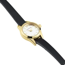 CODHOR Montre Simone Argenté cadran doré fond champagne bracelet synthétique noir